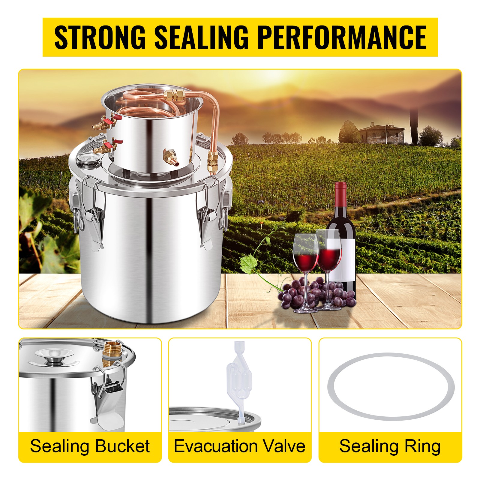 VEVOR 3/5/8/13.2 Gal Moonshine Still Water Wine Alcohol Distiller Brewing Kit