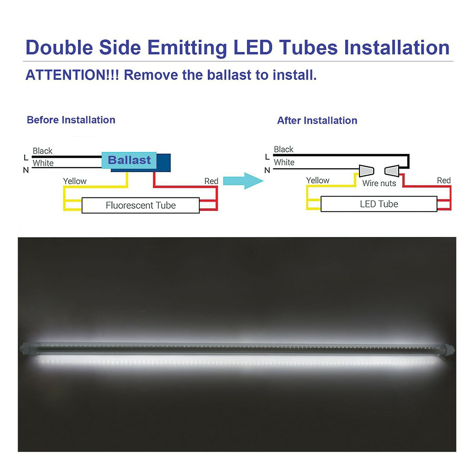 R17D 4FT 48″ F48T12/D/HO T10 T12/HO/RDC LED Relamp 55/60W Fluorescent Bulb