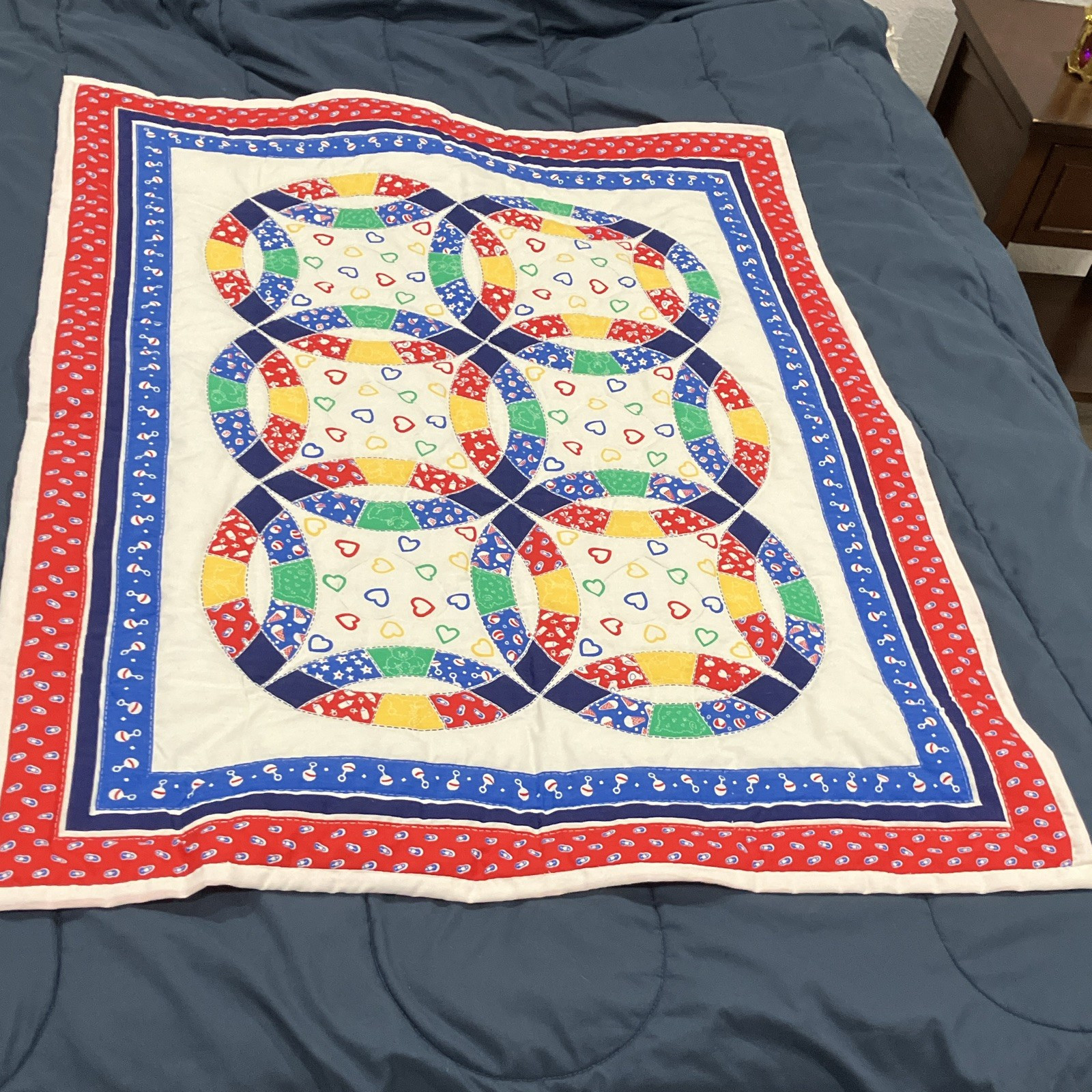 Handmade Crib Quilt Multicolor for Unisex Baby