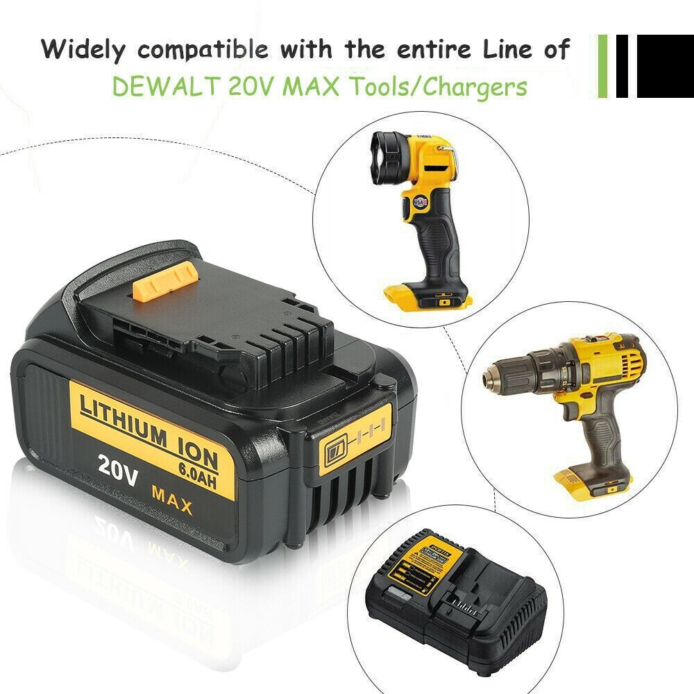 2X Replacement For DeWalt DCB206-2 20 Volt 6Amp Battery DCB105 Charger DCB206-2