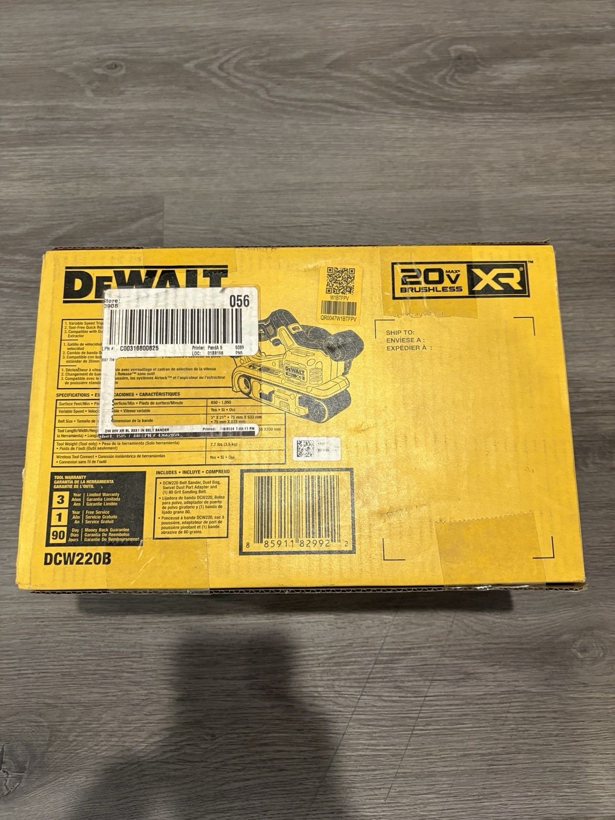 DEWALT XR 20V MAX Brushless Cordless 3×21 Belt Sander DCW220B Tool Only