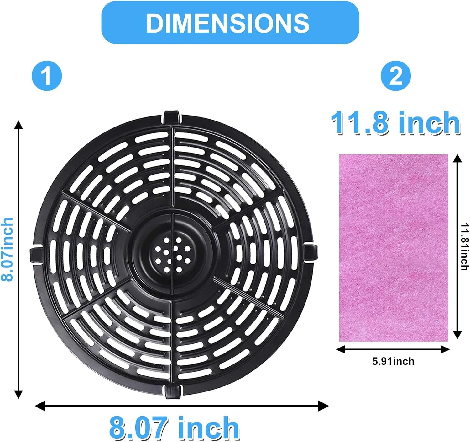 3.7QT Air Fryer Round Replacement Parts – Non-Stick & Dishwasher Safe