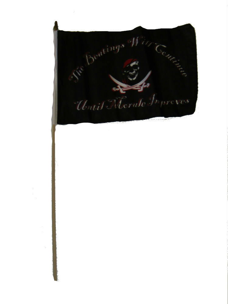 12×18 12″x18″ Jolly Roger Pirate Beating Will Continue Stick Flag Staff
