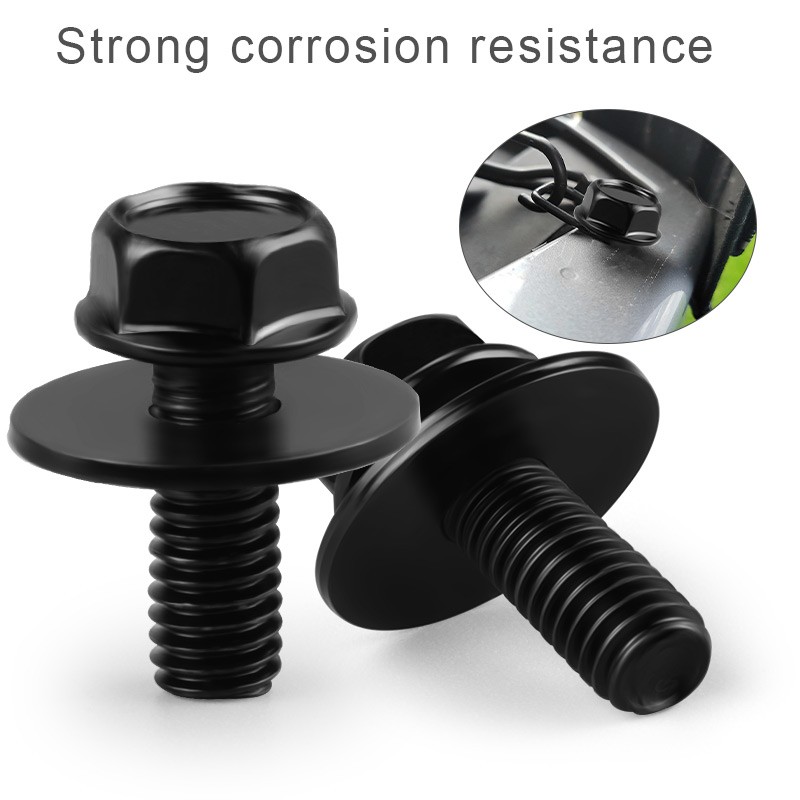 Car Body Bolts Screws Kit Fastener Fender M6-1.0x16mm Long-10mm Hex-17mm Washer
