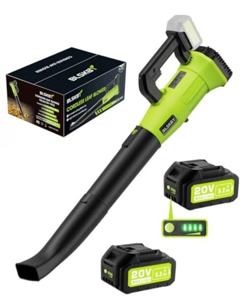 Cordless Leaf Blower – 2×5.2Ah Battery, 530CFM 170MPH, Powerful Battery