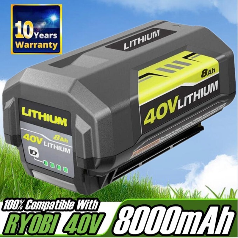 1-2PACK 8.0Ah Battery 40 Volt for Ryobi 40V Lithium OP40602 Battery with LED