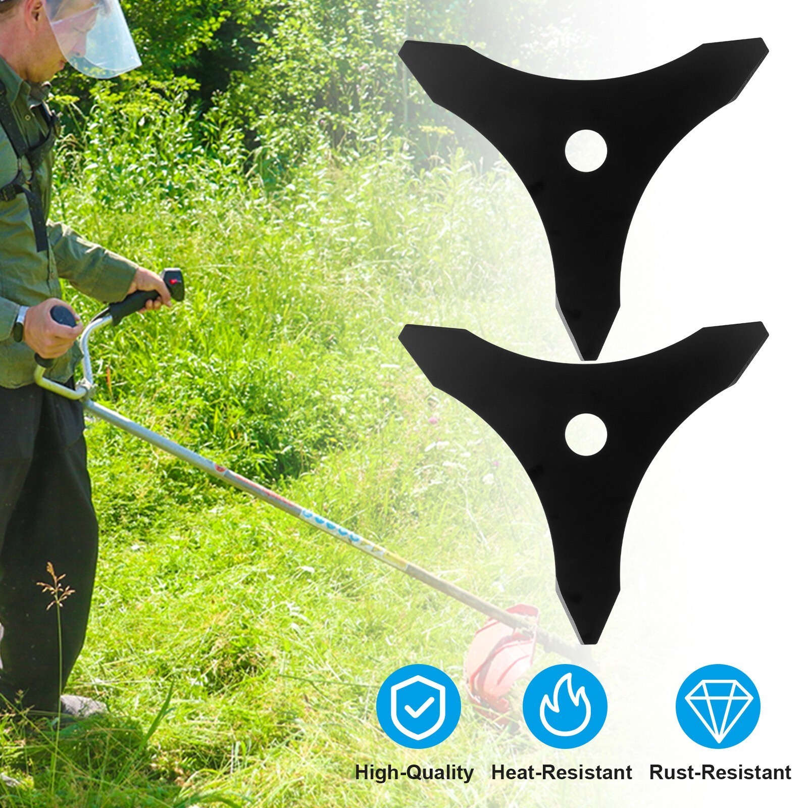 2PCS 10″ x 3Teeth Steel Brush Cutter Trimmer High Hardness Lawn Weed Eater Blade