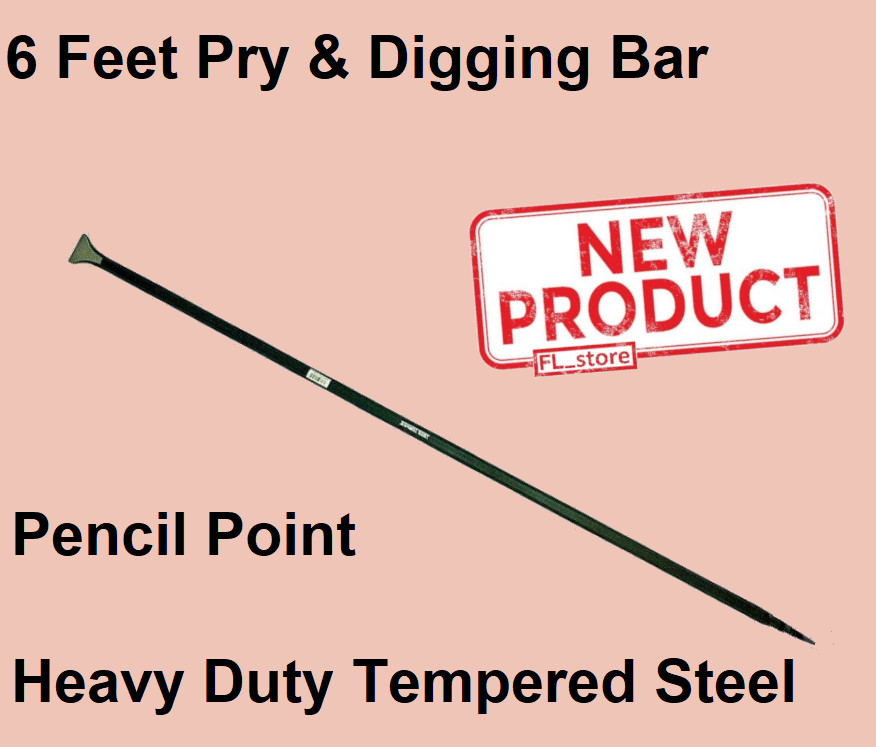 6 Ft Pry Digging Bar Heavy Duty Steel Pencil Point Plumber Spud Long Pinch Probe