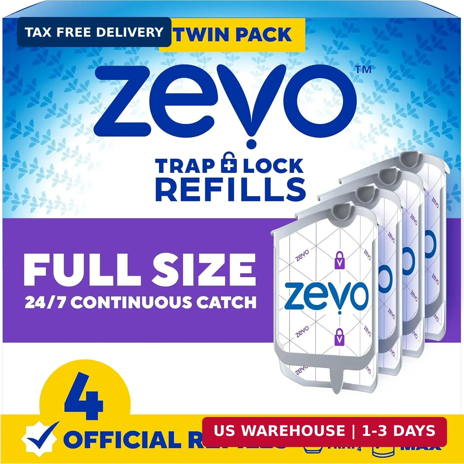 Zevo Flying Insect Trap Official Refill Cartridges – Fits Both Zevo Trap & MAX I