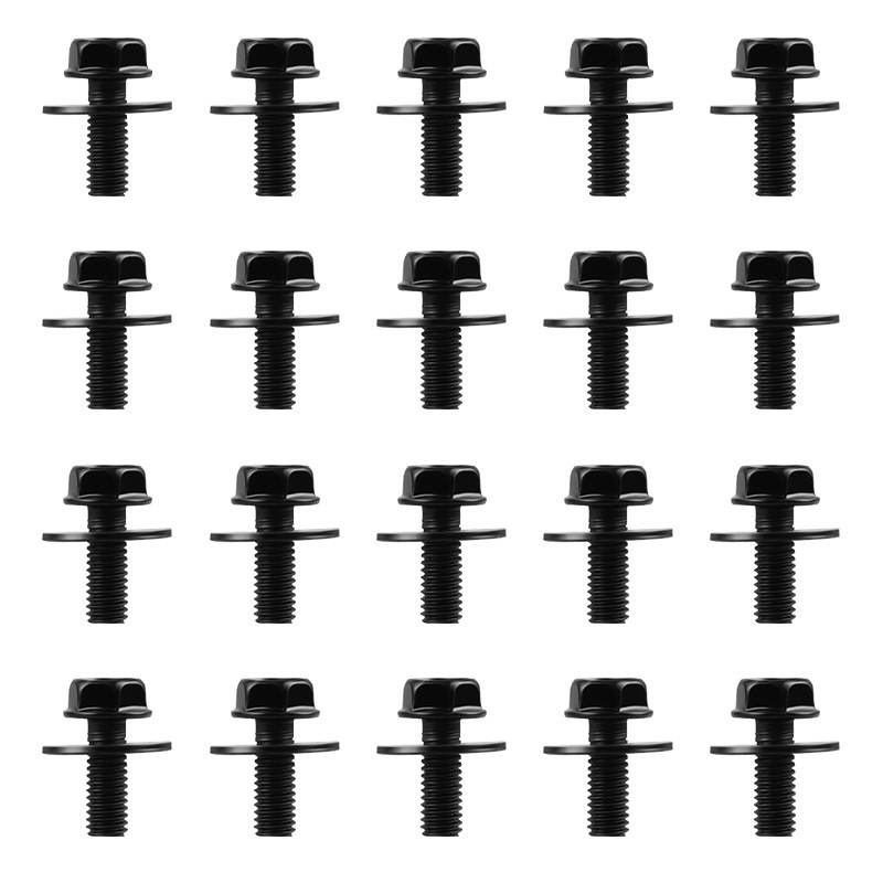 Car Body Bolts Screws Kit Fastener Fender M6-1.0x16mm Long-10mm Hex-17mm Washer