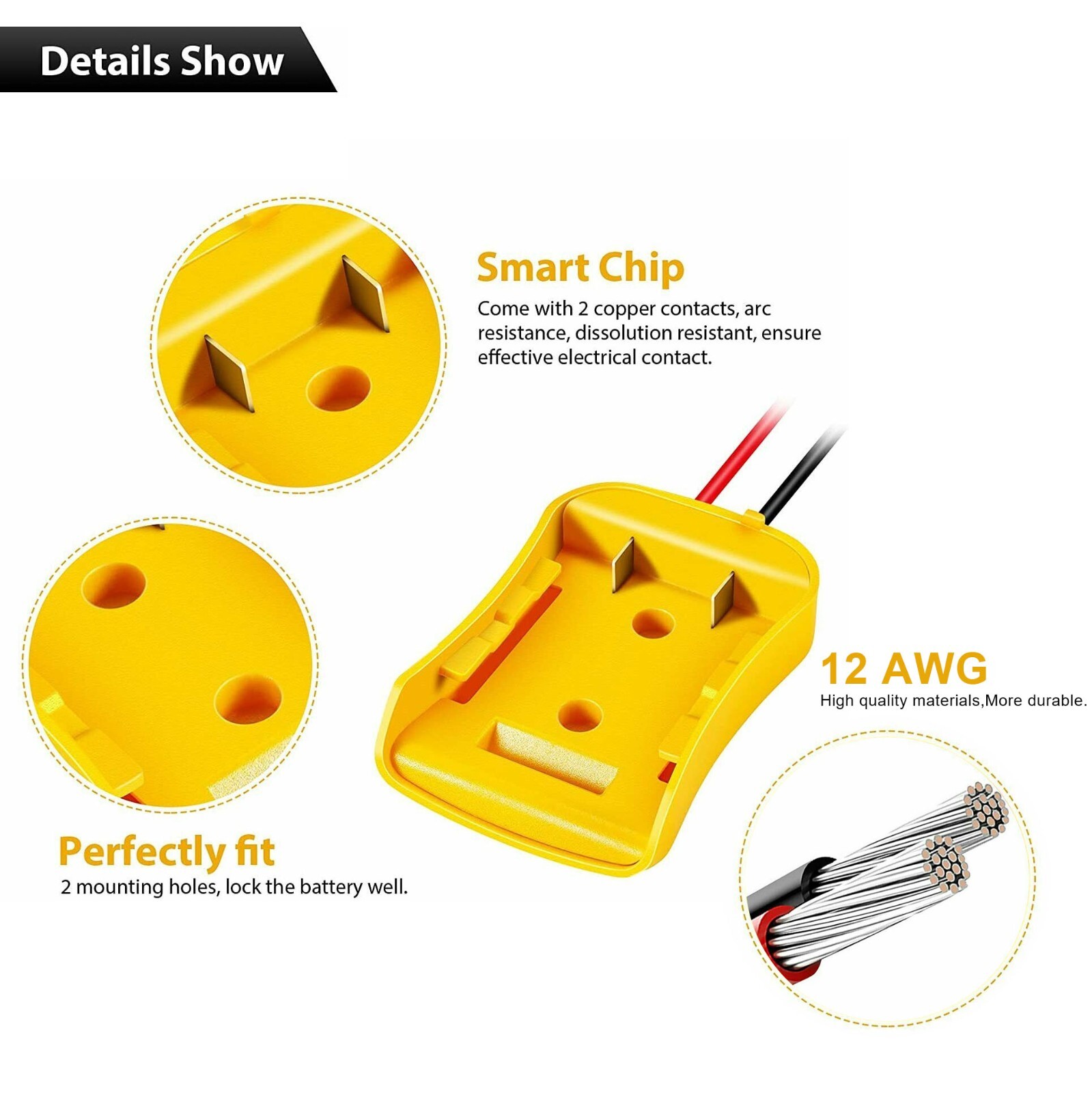 Power Connector DIY Battery Adapter Holder Dock For DeWalt 18V/20V Max Battery