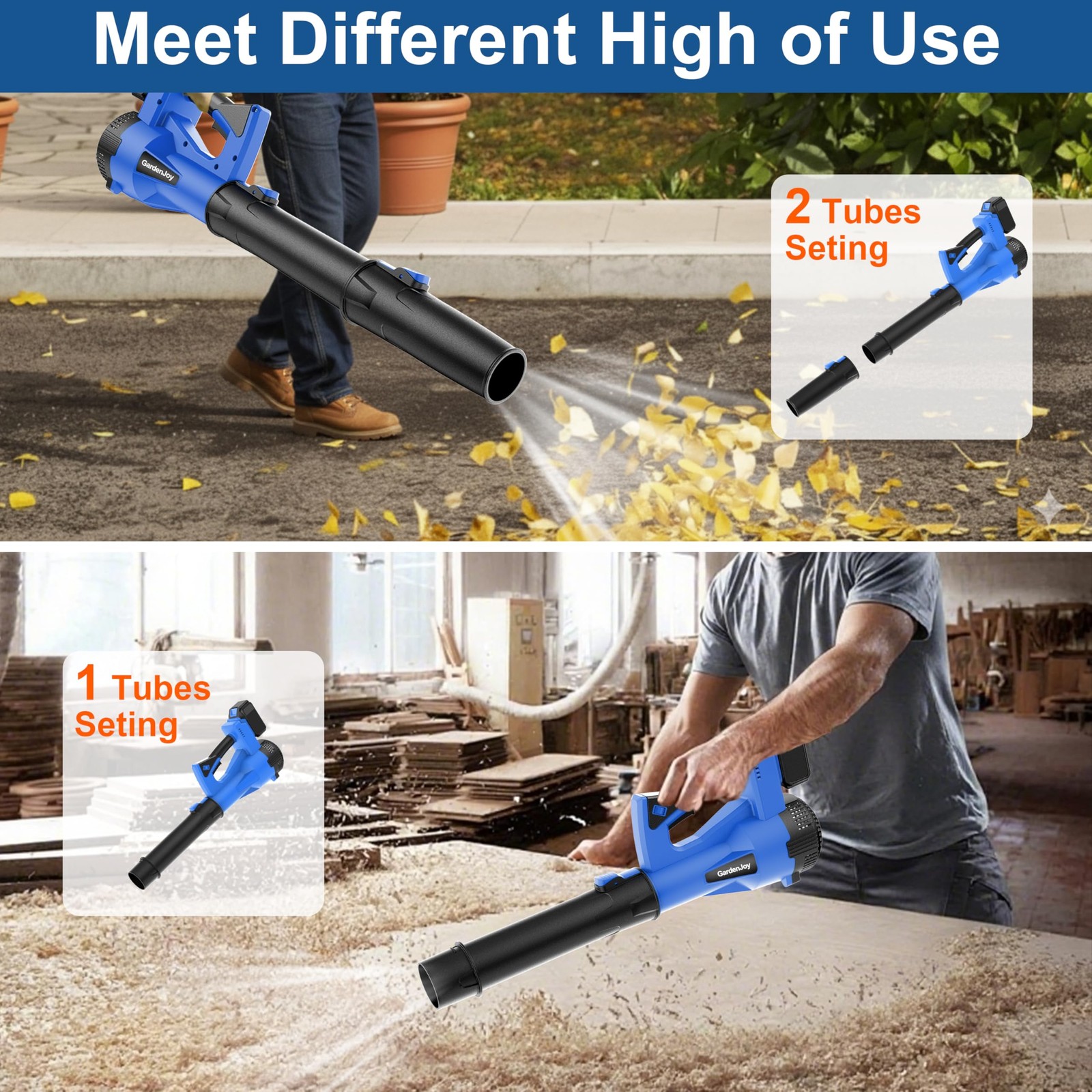 Cordless Leaf Blower 21V 500CFM 150MPH, 2 Batteries, 6 Speed Modes, Lightweight