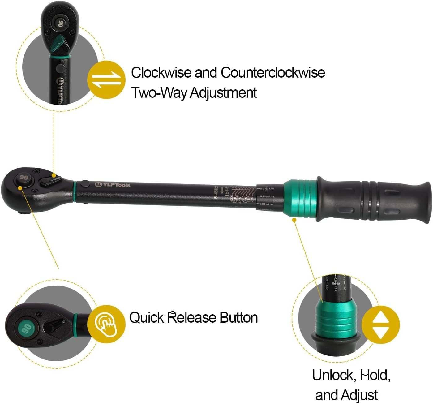 1/4″ DR DRIVE INCH LBS POUND MICROMETER CLICKER TORK TORQ TORQUE WRENCH TOOL