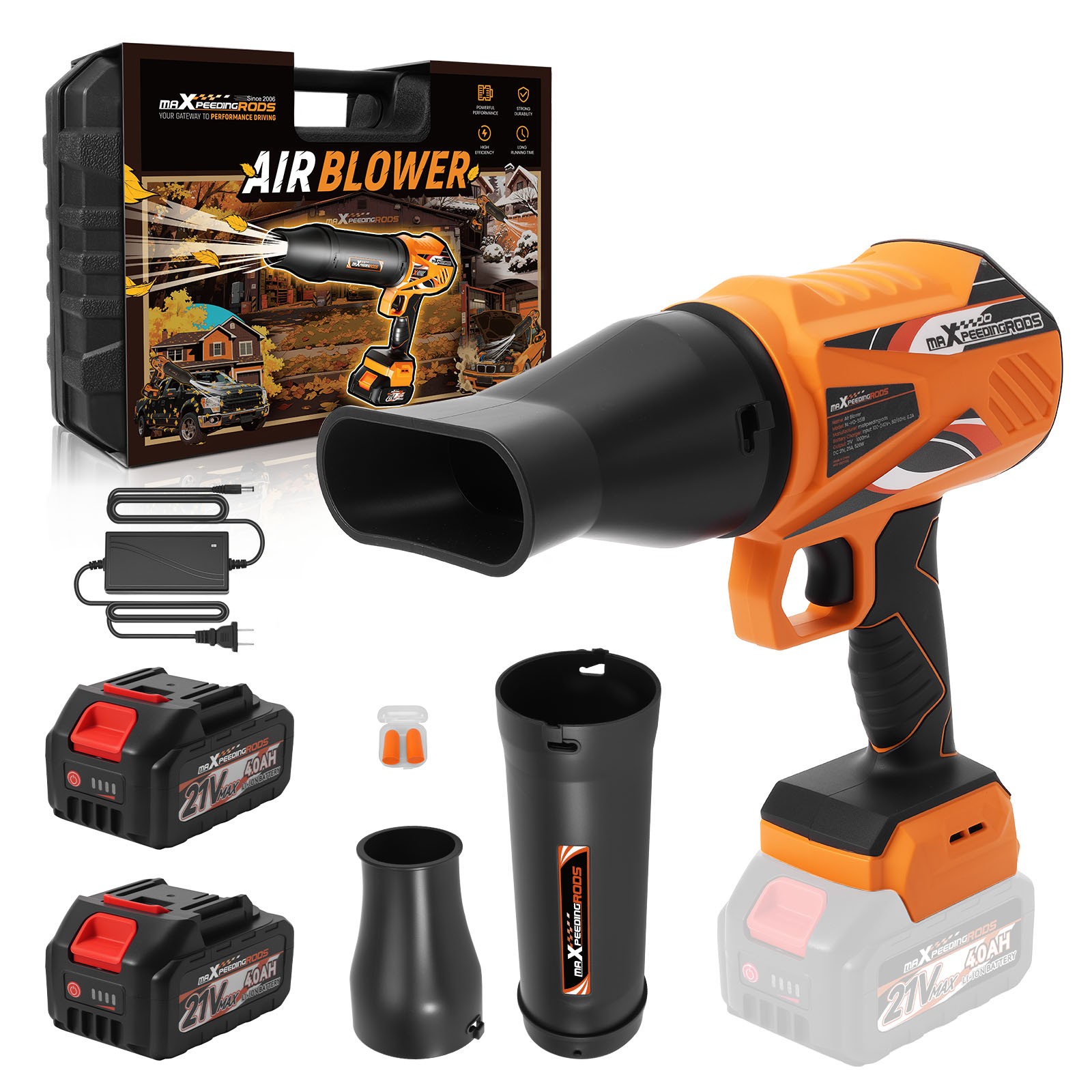 Cordless Leaf Blower 550 CFM 4000mAh 2 Batteries Handheld Electric Leaf Blower