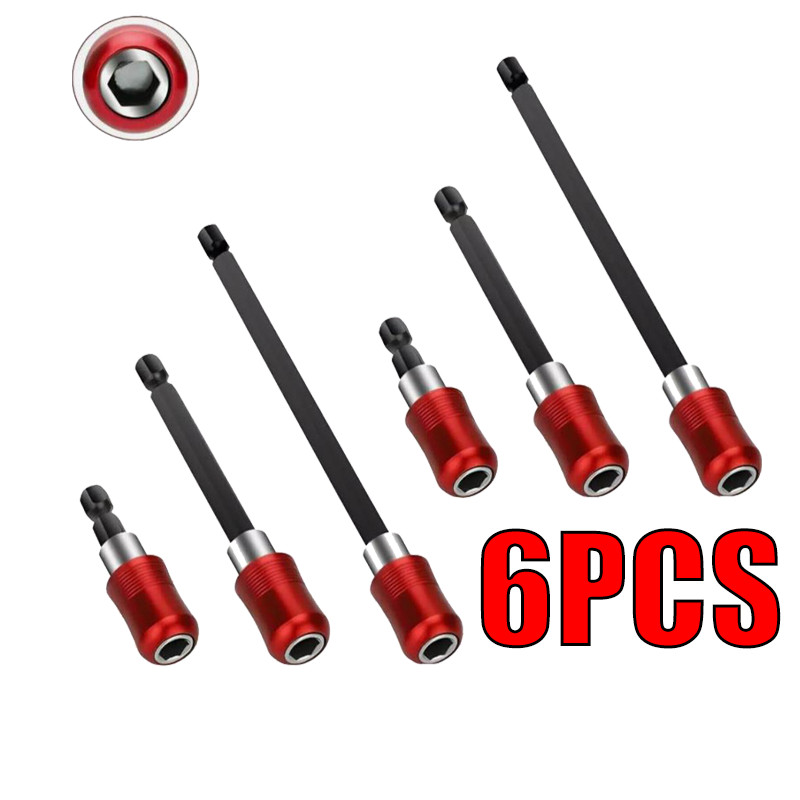 6Pcs 1/4 Hex Shank Quick Release Magnetic Screwdriver Extension Holder Drill Bit