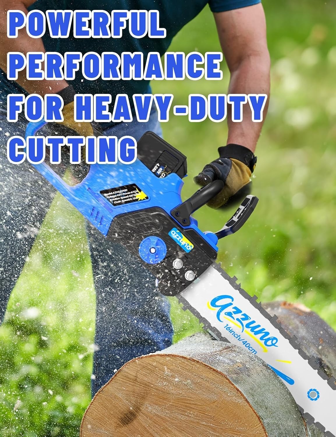 Electric Brushless Cordless Chainsaw 16 Inch Kit, Includes 1 Battery, Tool-Free