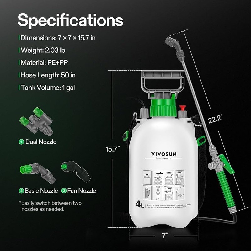 Multi-Functional Pump Sprayer Plants Car Detailing Pet Bathing Easy Carry New