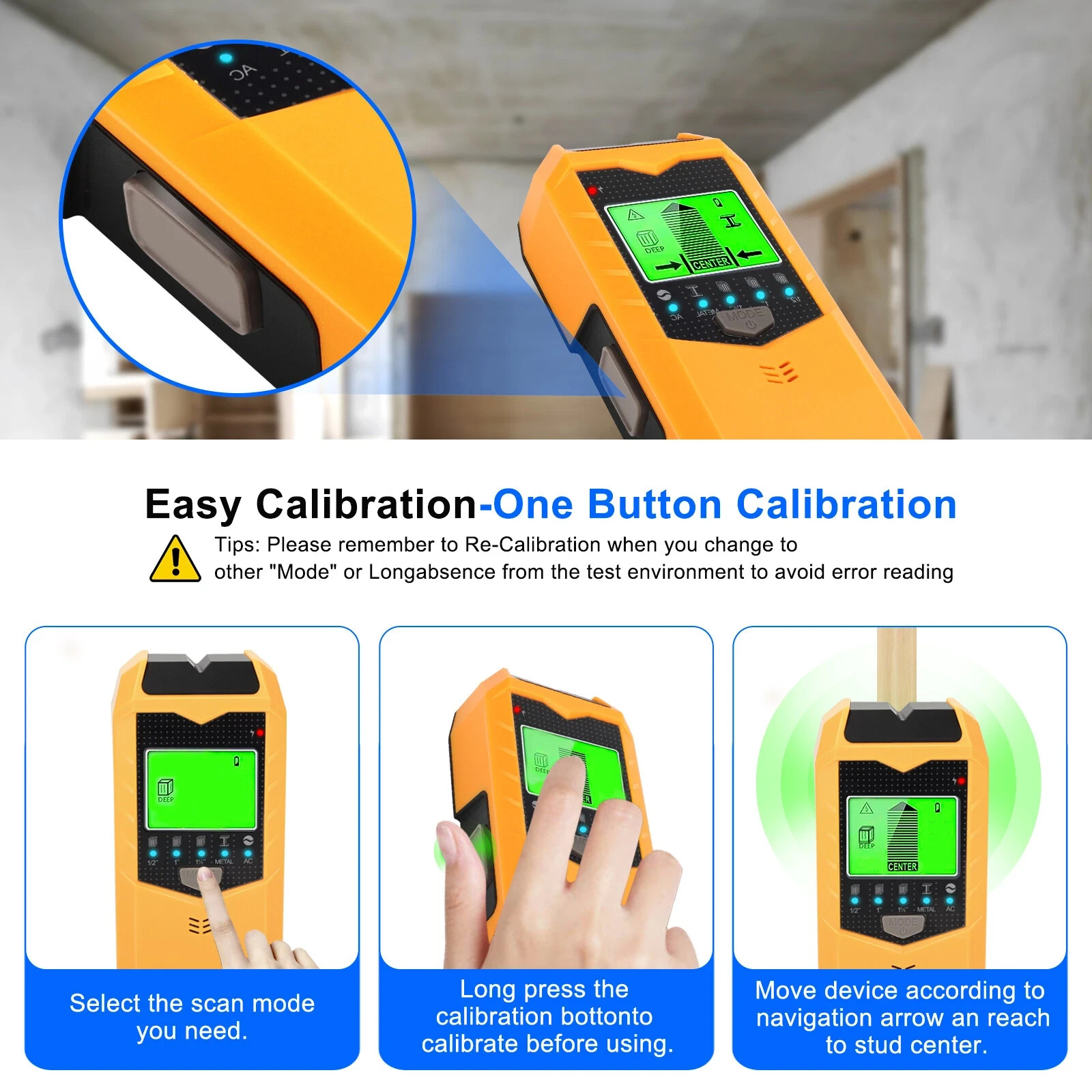 5 in 1 Stud Finder Wall Scanner LCD Display Detector for Wood AC Wire Metal Pipe