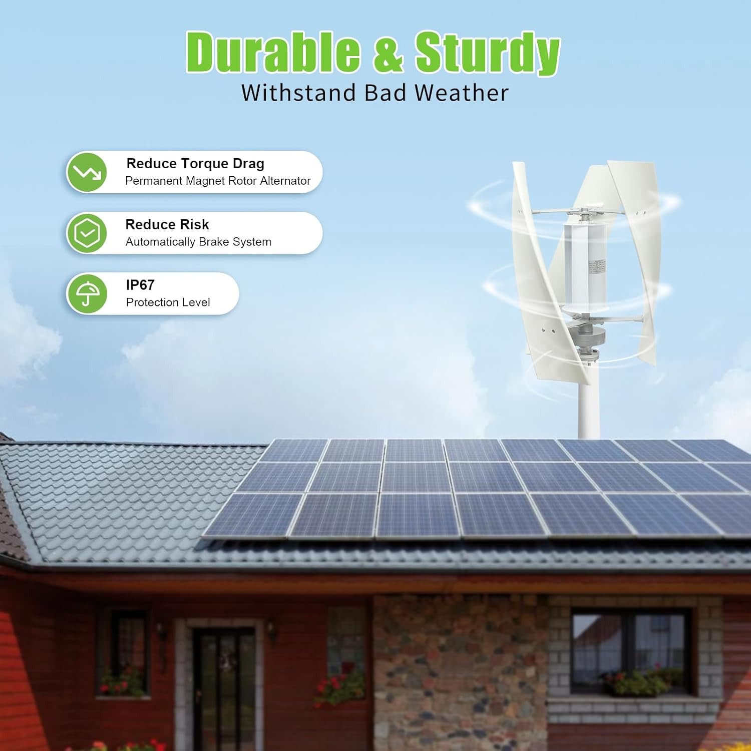 3000W Wind Turbine Generator Vertical Axis Turbines Outdoor & Industrial Power