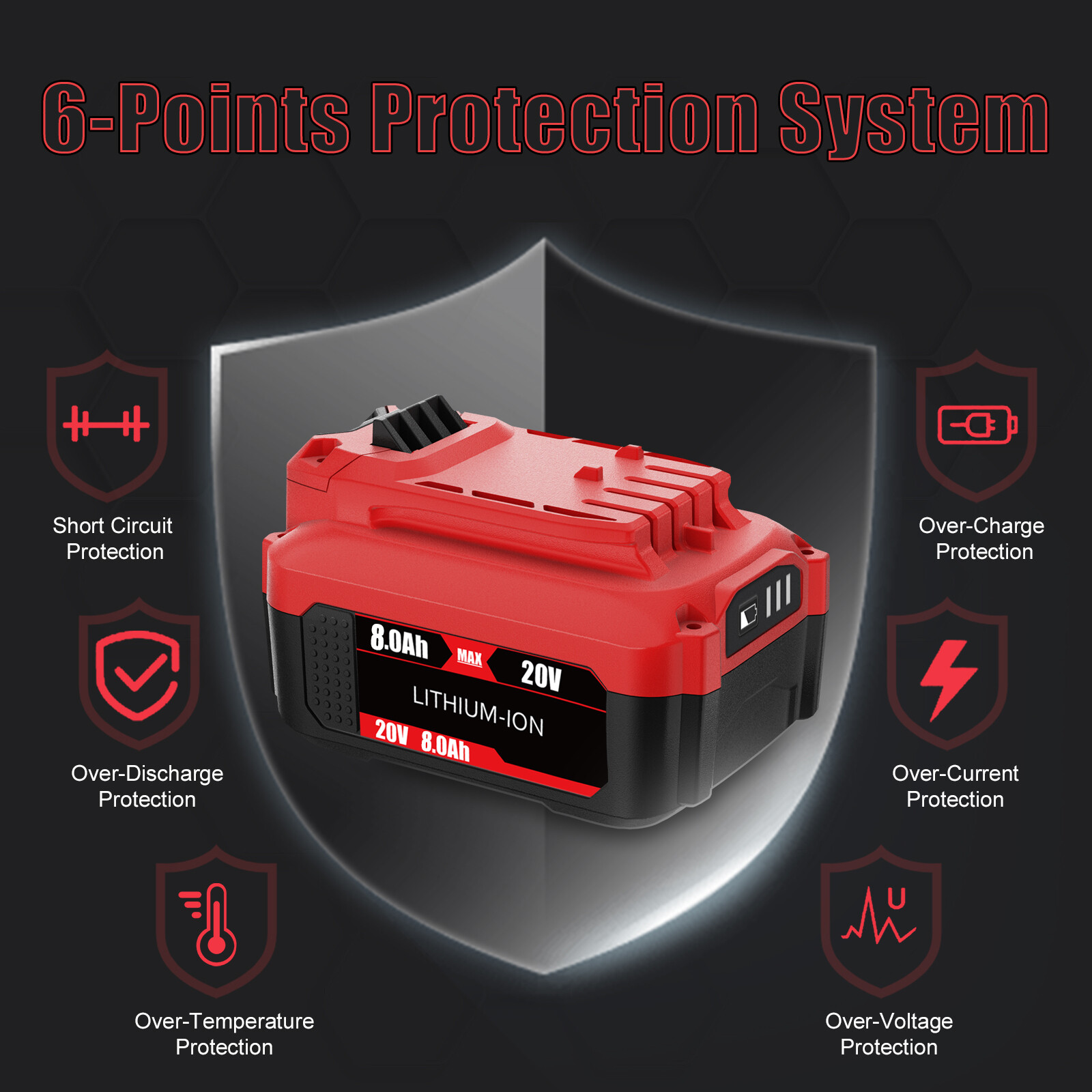 1~6PACK For CRAFTSMAN CMCB204 20V 6.0Ah Battery V20 20 Volts Lithium-ion Battery