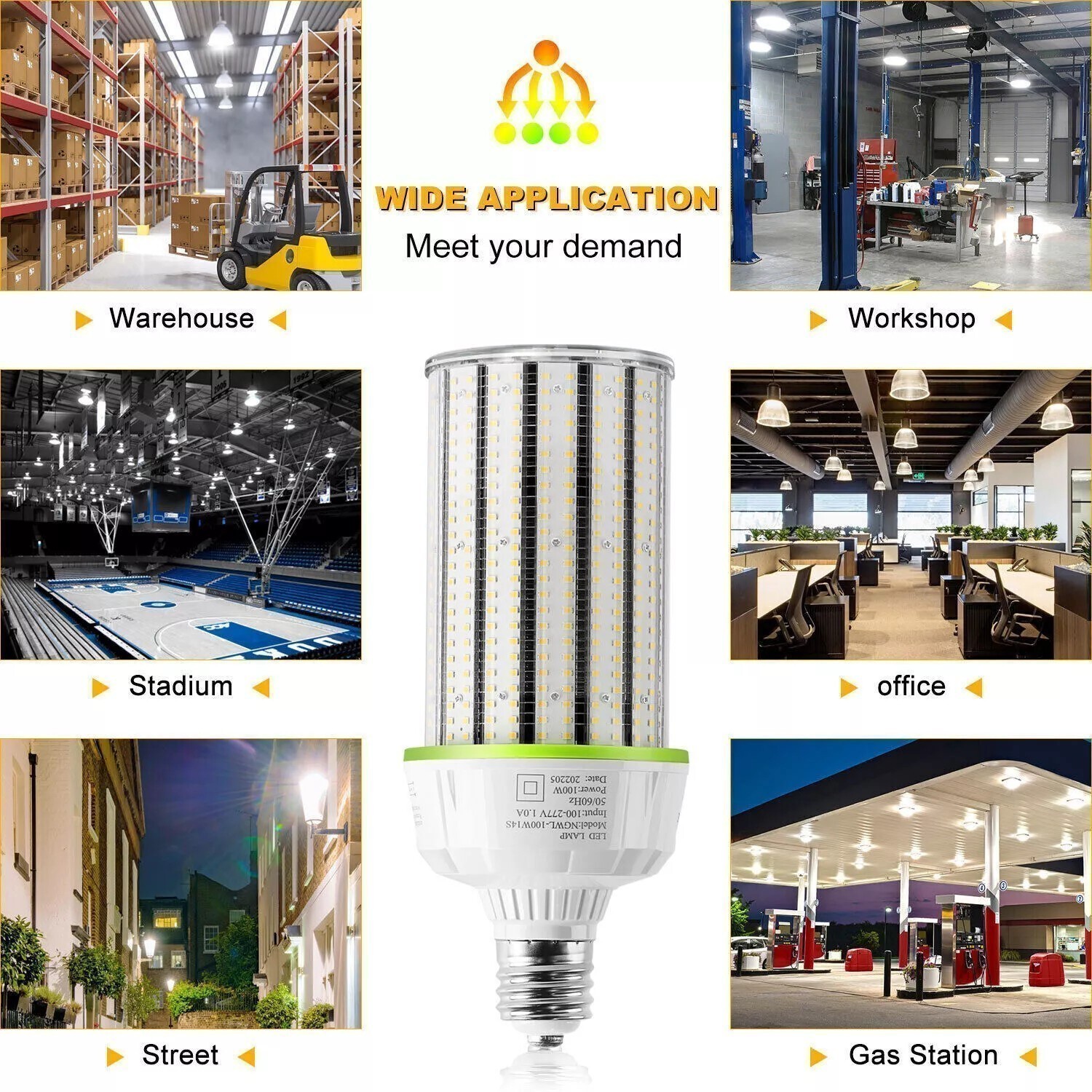 300Watt LED Corn Bulb Light ETL Replace 1500W MH HPS Warehouse Parking Lot Light