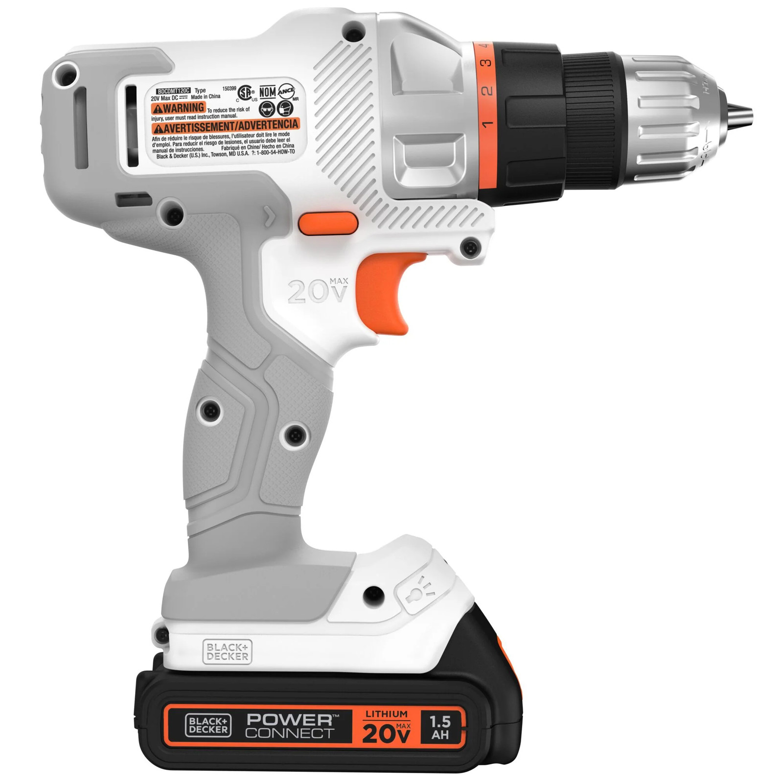 BLACK+DECKER 20V MAX Matrix Cordless Drill/Driver Kit, White – BDCDMT120WC1FF