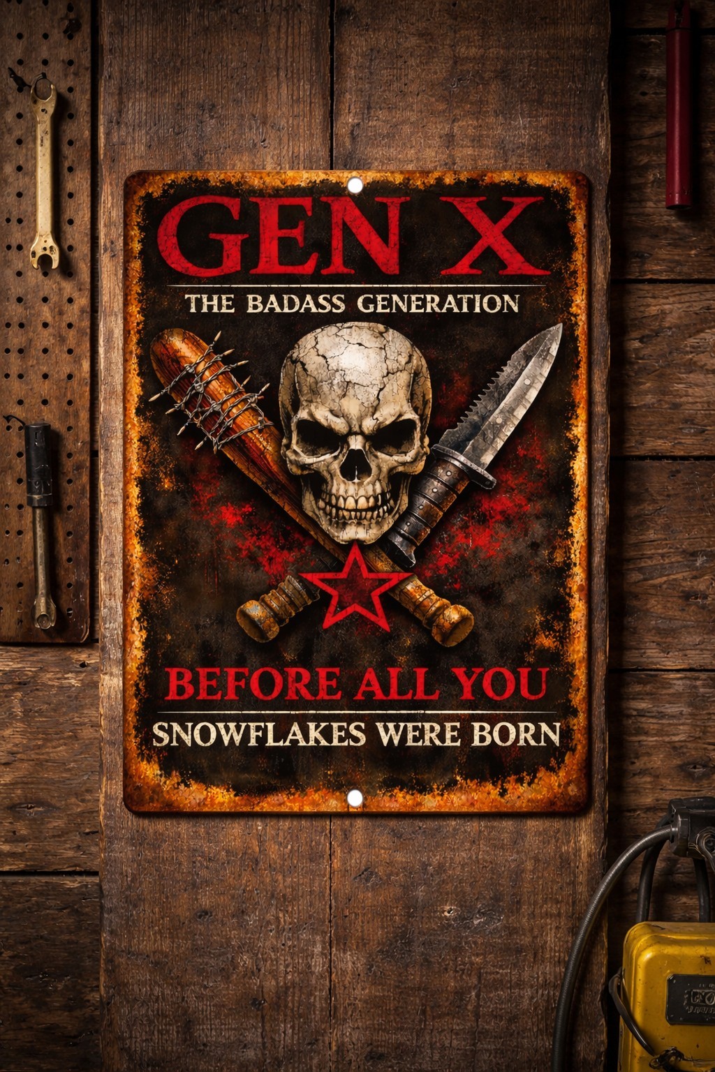 Gen X The Badass Generation Before All You Snowflakes Funny Metal Tin Sign 8×12