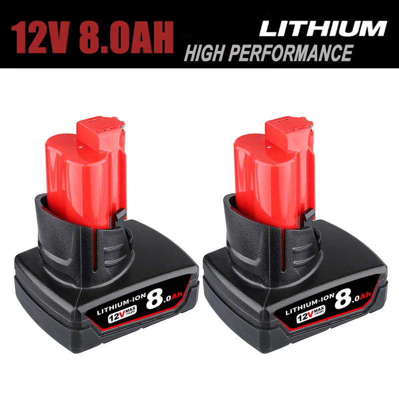 2-Pack 8.0Ah For Milwaukee for M12 Battery LITHIUM Extended Capacity 48-11-2460