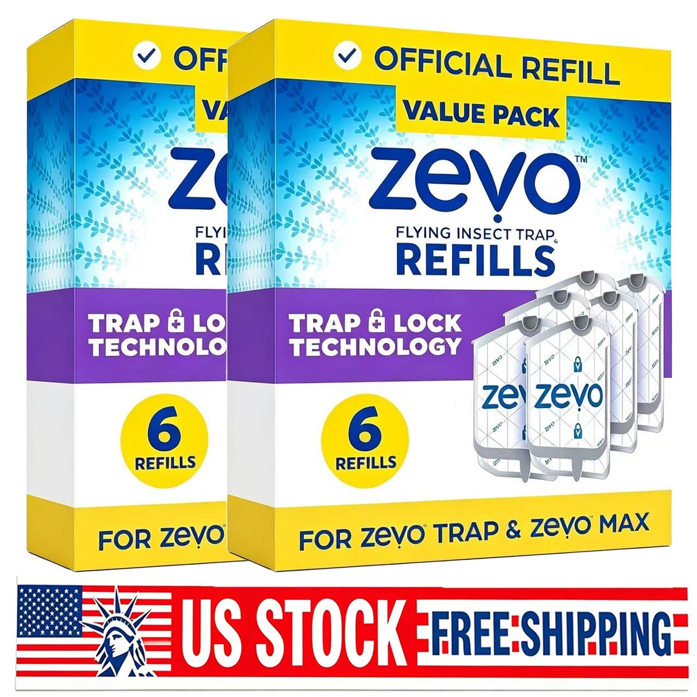 (12 Refill Cartridges) Zevo Flying Insect Trap Refill Cartridges -Easy to Use