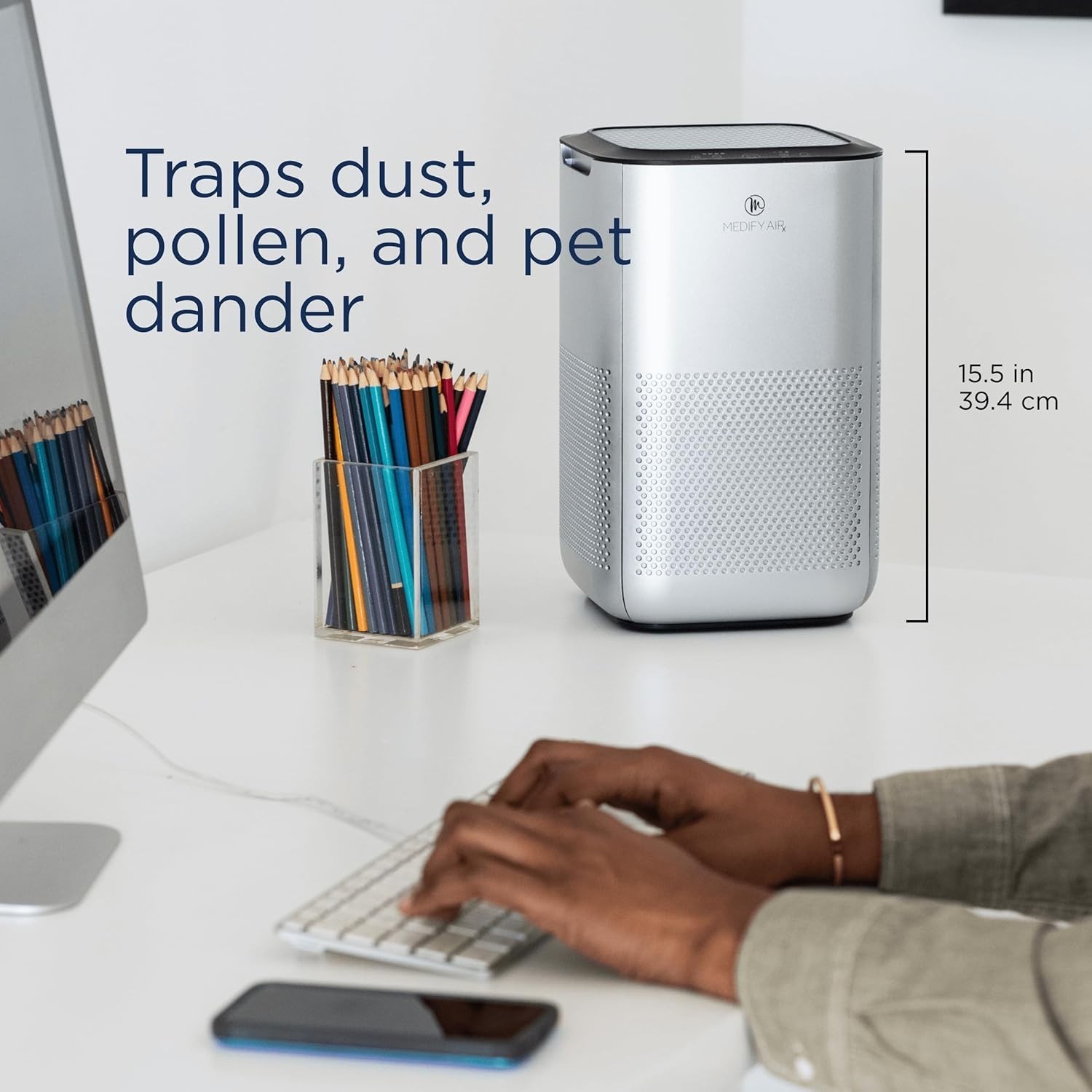 MA-15 Air Purifier with True HEPA H13 Filter 585 ft² Coverage in 1hr Silver,1-Pa