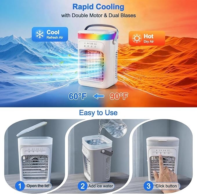 2026 New 4-in-1 Portable Air Conditioner, Sound ≤30dB Mini AC Unit, 12H Runti…