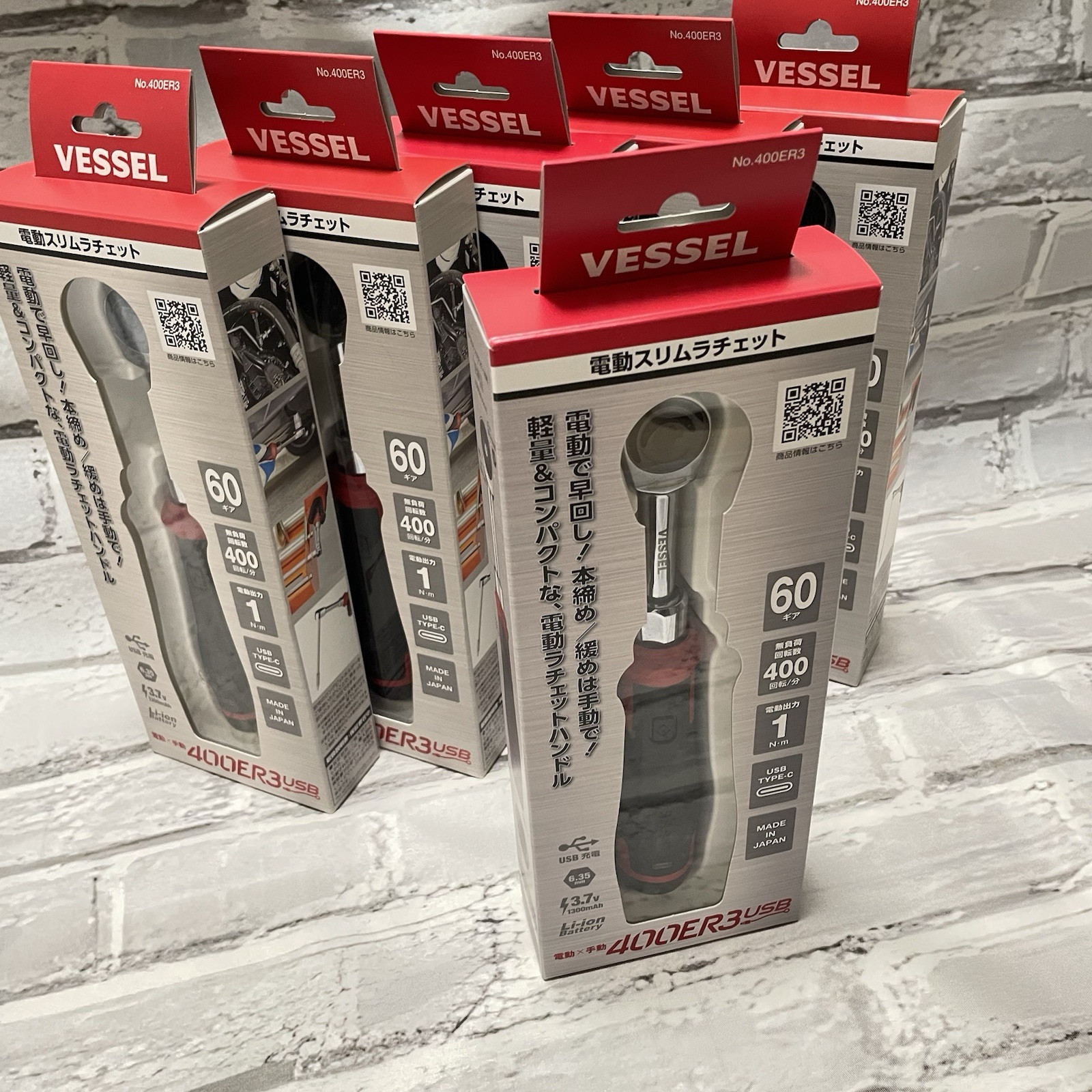 VESSEL Cordless Electric Slim Ratchet 400ER3 Electric and Manual USB-Type C New