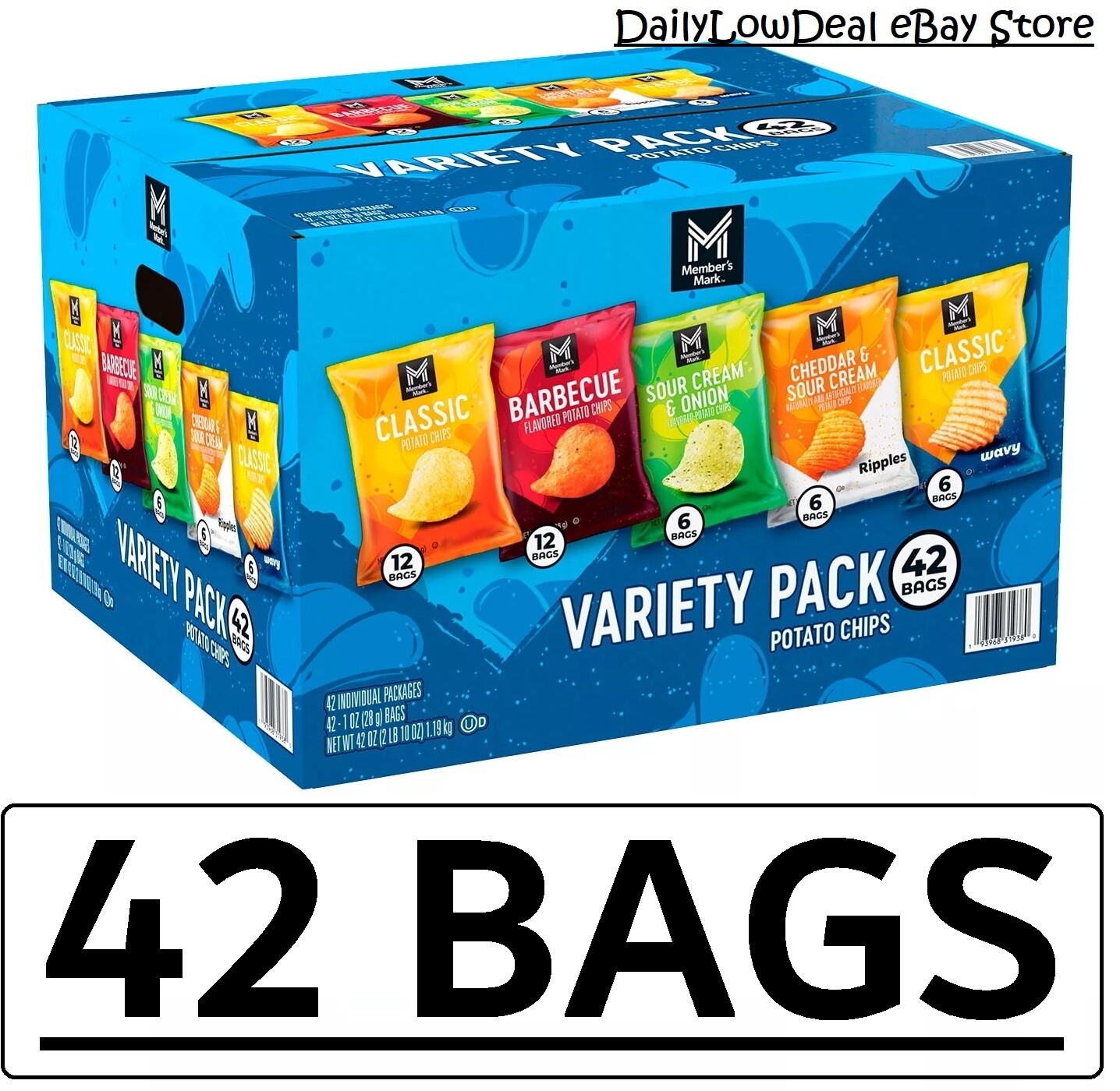 42 PACK – Member’s Mark Variety Pack Potato Chips, 1 oz. (Total 42 oz) FRESH
