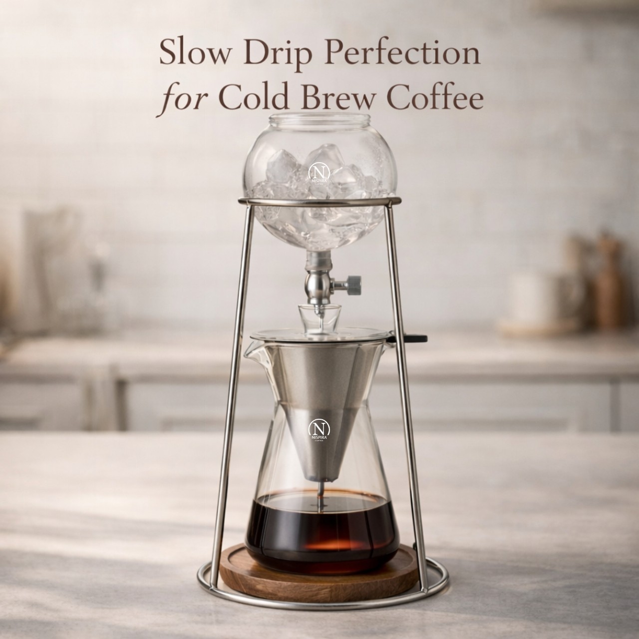 Iced Coffee Cold Brew Drip Coffee Maker Stainless Steal 400mL Borosilicate Glass