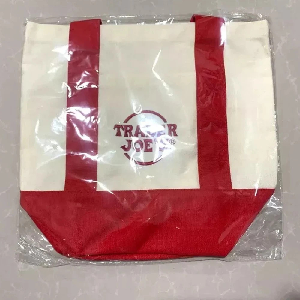 TRADER JOE’S MINI CANVAS BAG HEAVY COTTON REUSABLE SHOPPING BAG MINI RED