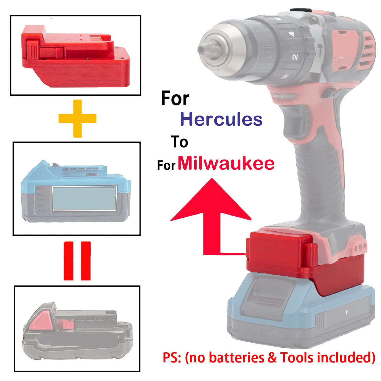 NEW Adapter For Hercules 20V Li-Ion Battery To Fits Milwaukee 18V Power Tools US
