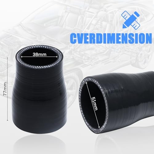 Straight ID 1.5″ to 2″ Silicone Reducer Hose Coupler, 1.5 to 2 inch (38-51mm)