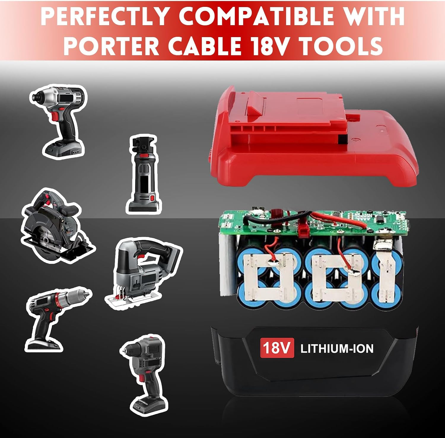 2 Pack 8.0Ah PC18BLX Replacement for Porter Cable 18 Volt Battery 8000Mah Lithiu