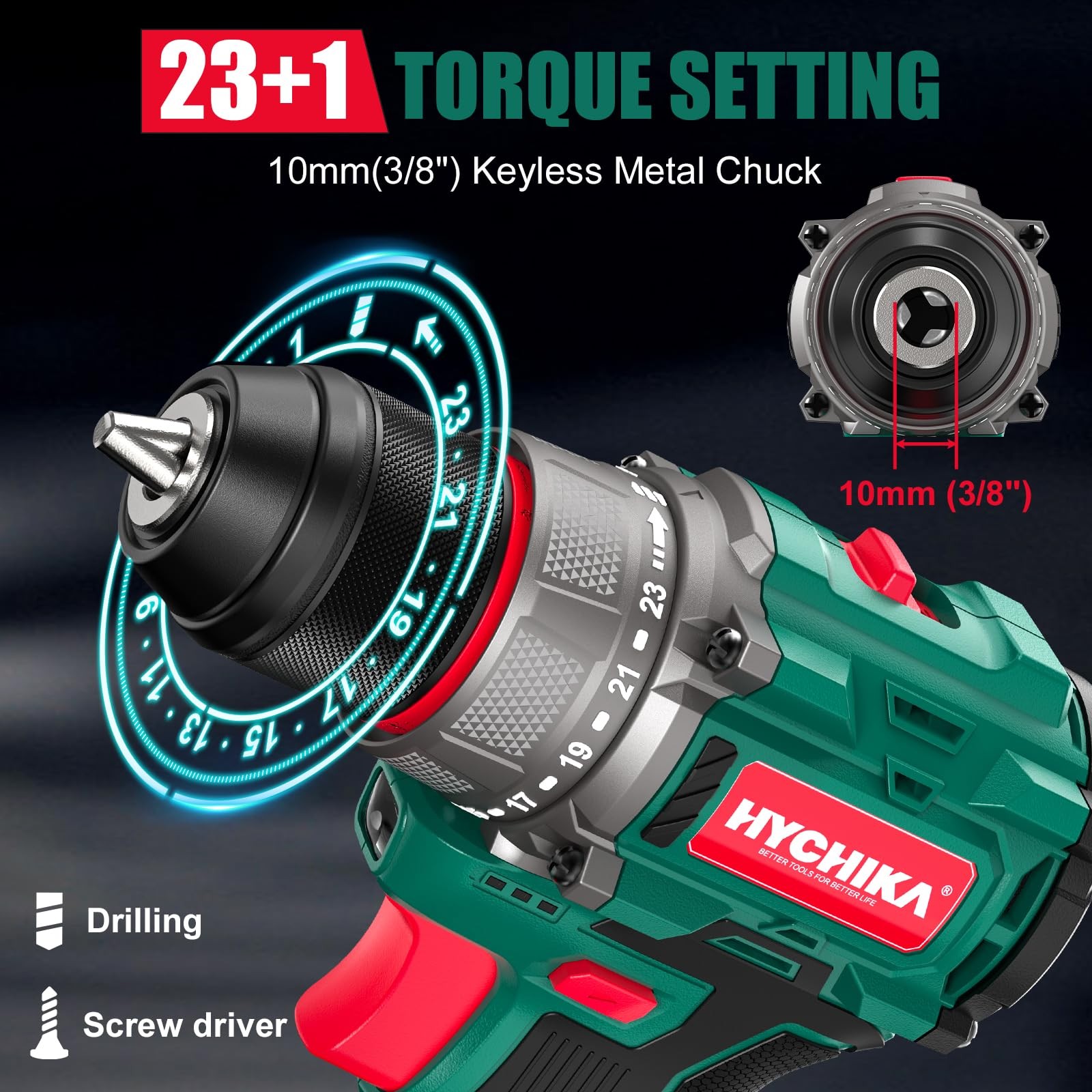 Drill Set, True Brushless Power Drill Driver 16.8V Cordless Compact Drill Woman