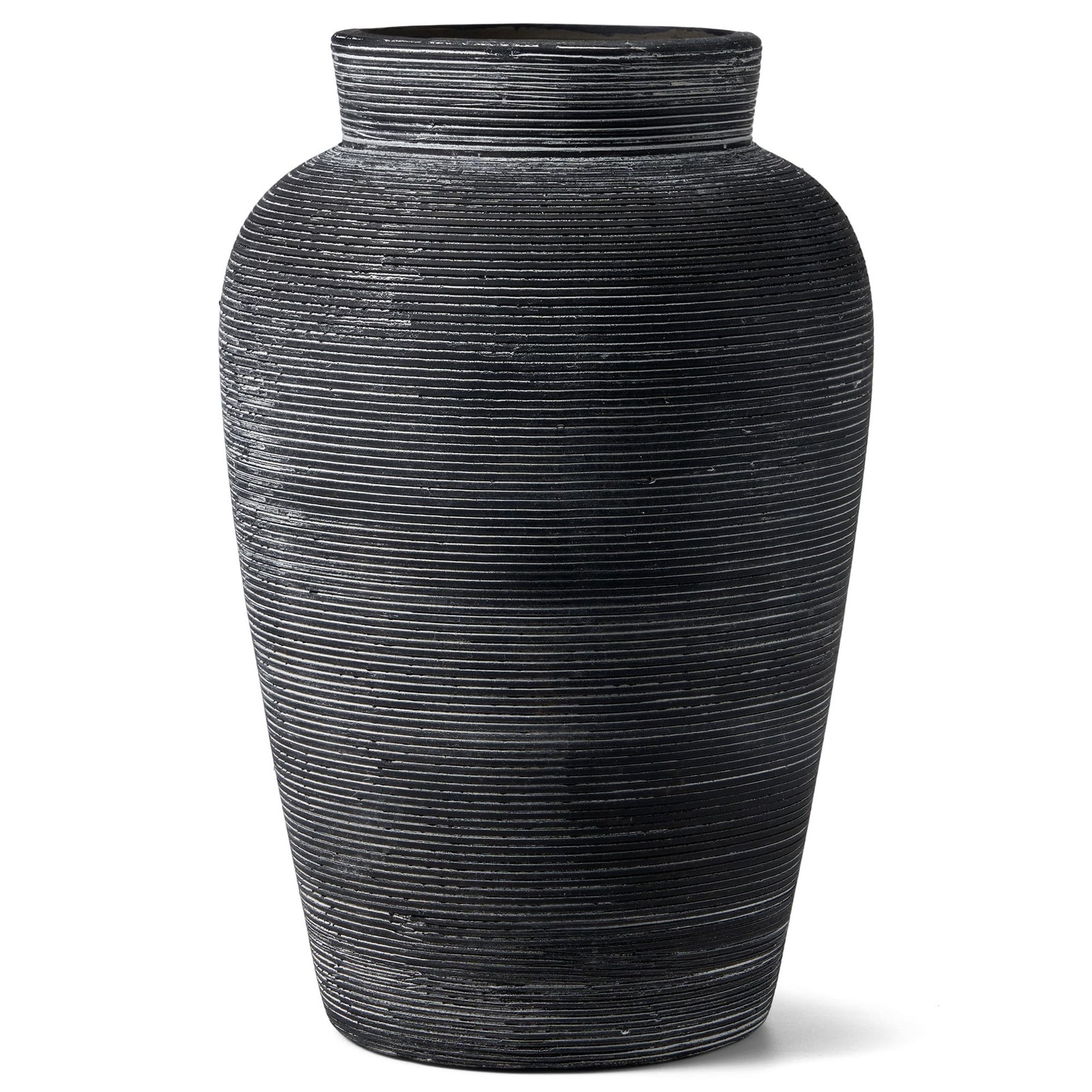INFINITENDER Large Ceramic Rustic Vase,10 inch Minimalist Large, Black