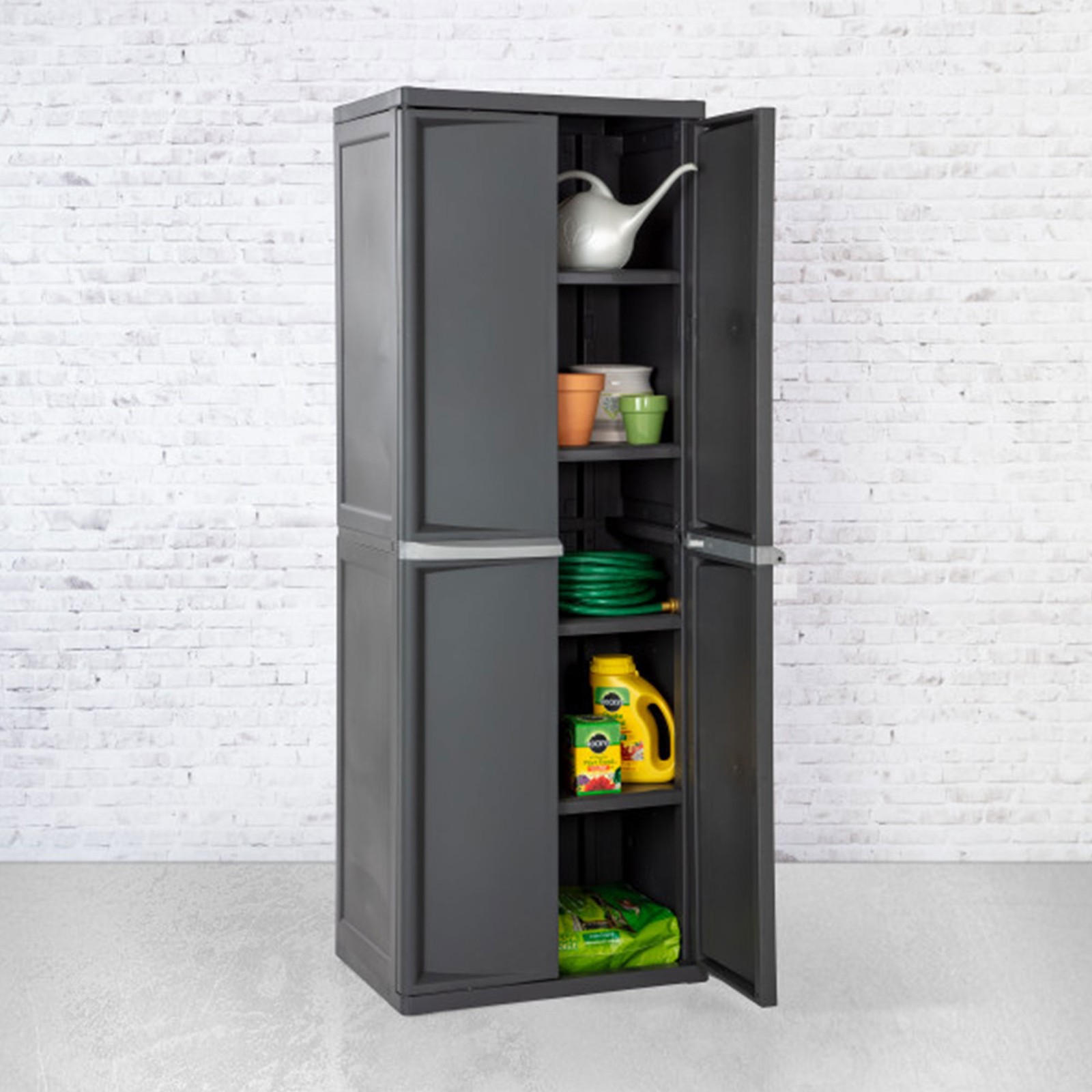 Sterilite Storage Cabinet, Garage, Pantry, & Kitchen Organizer, 4 Shelves, Gray