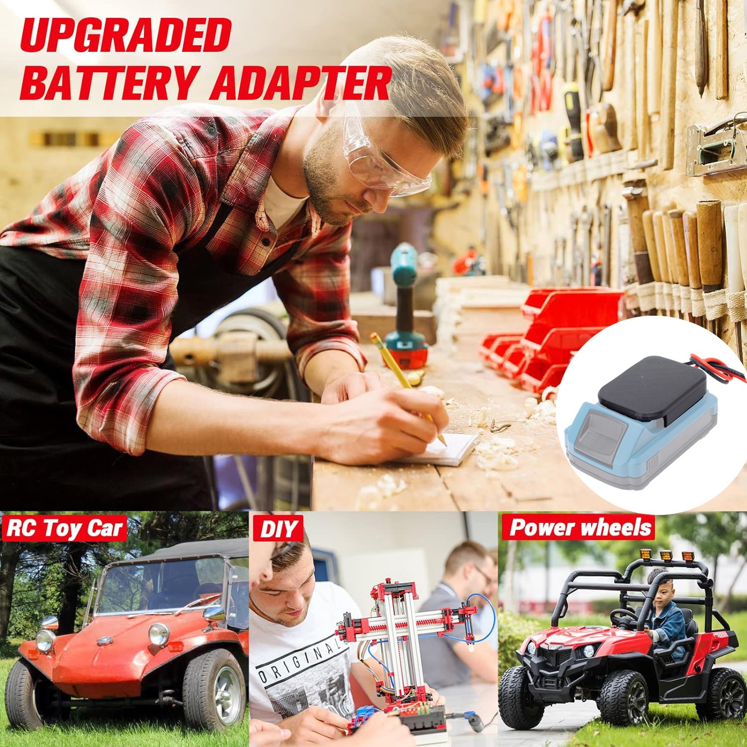 For Dewalt&For Bauer&For Hercules 20V Li-ion Battery Power Wheels DIY Adapter