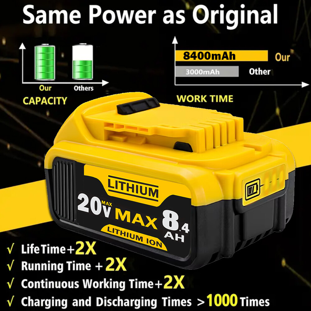 2Pack 8000mAh Lithium Battery For DeWalt 20 Volt Max 8.0AH DCB205 DCB206 DCB200
