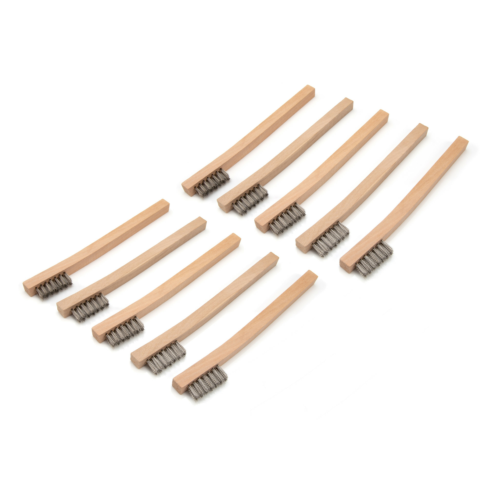 Steelman Stainless Steel 1200 Bristle Wire Brush with Wood Handle, 10-Pack 42563