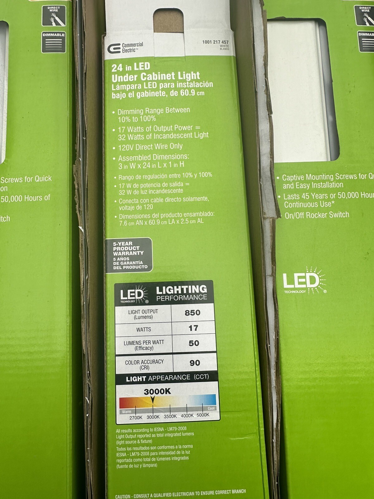 4 PACK! 24 in. LED White Direct Wire Under Cabinet Light by C.E Soft White
