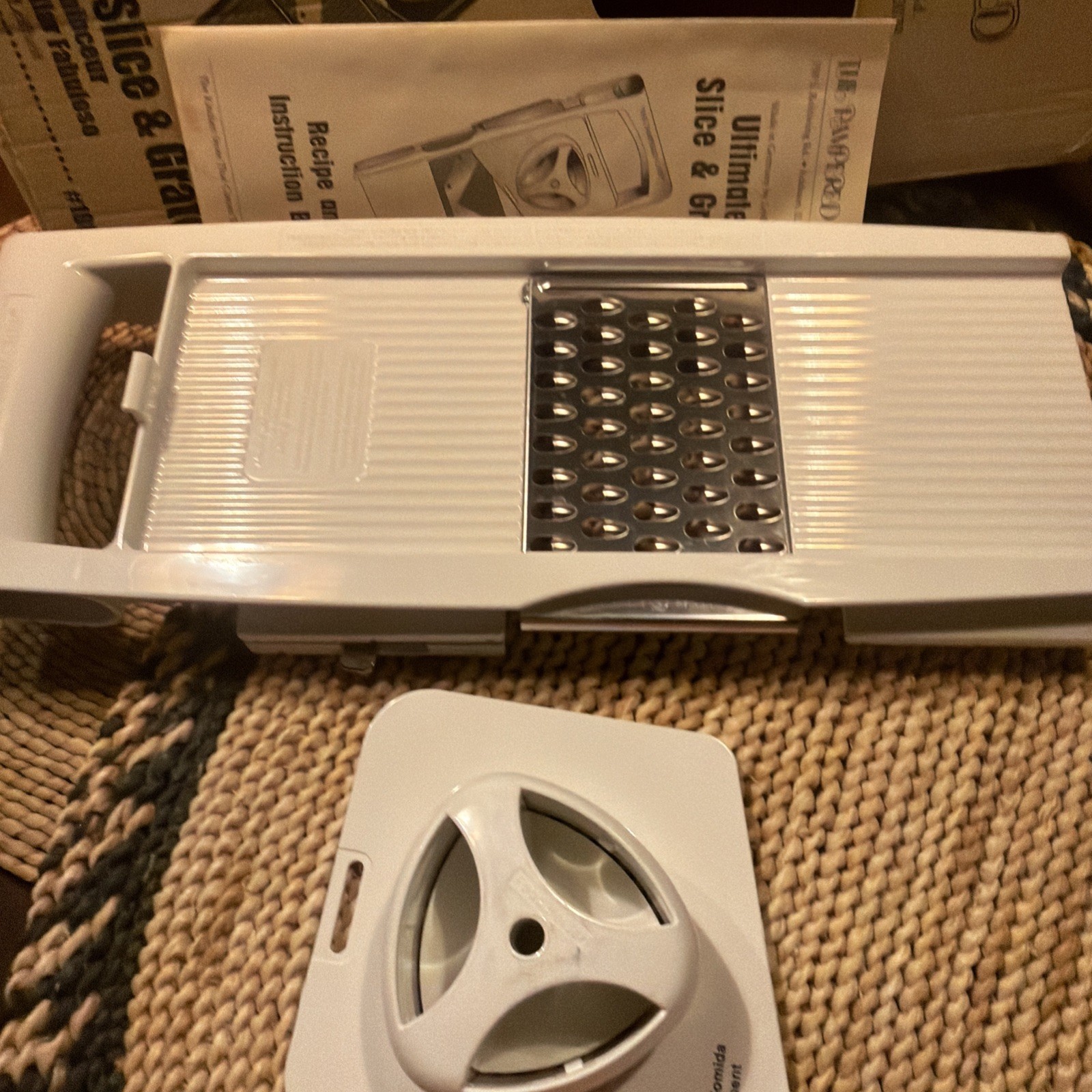 Vintage Pampered Chef Ultimate Slice & Grate #1085 Mandoline Set w Box & Manual