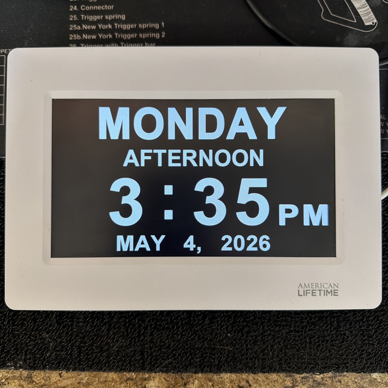 American Lifetime Digital Calendar Day Clock 8 in White Frame w/ Plug