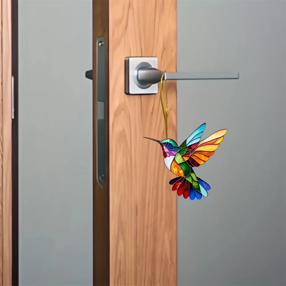 8cm Acrylic 2D Hummingbird Wind Chime Suncatcher Home Garden Decor