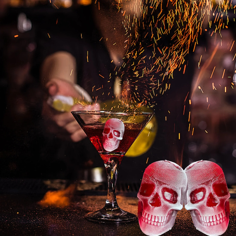 1 pc Halloween Skull Ice Cube Mold Silicone 3D Tray Whiskey Chocolate