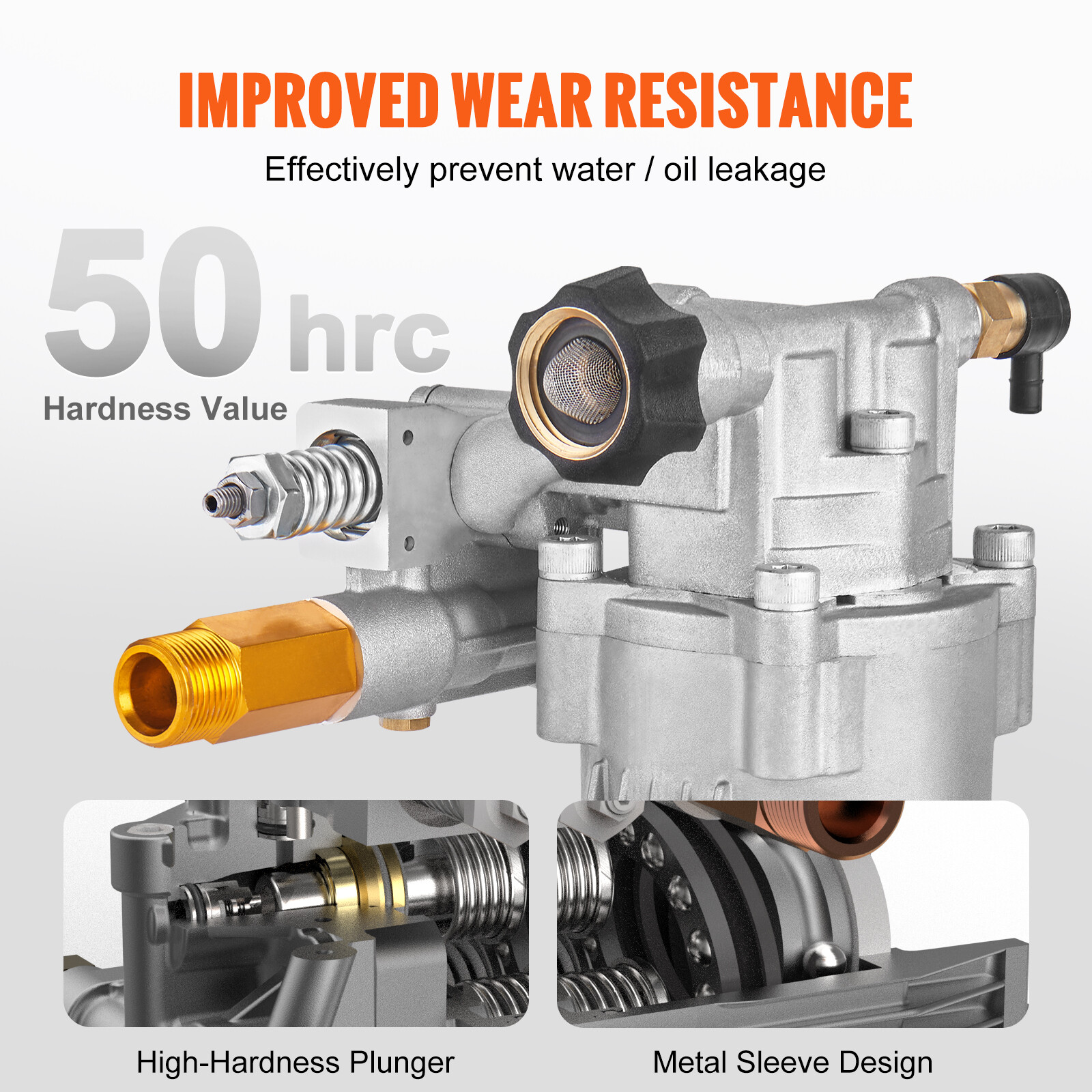 VEVOR Pressure Washer Pump Power Washer Pump 3/4″ Horizontal 3400 PSI 2.5 GPM